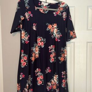 Pink Rose floral junior swing dress. Size Medium